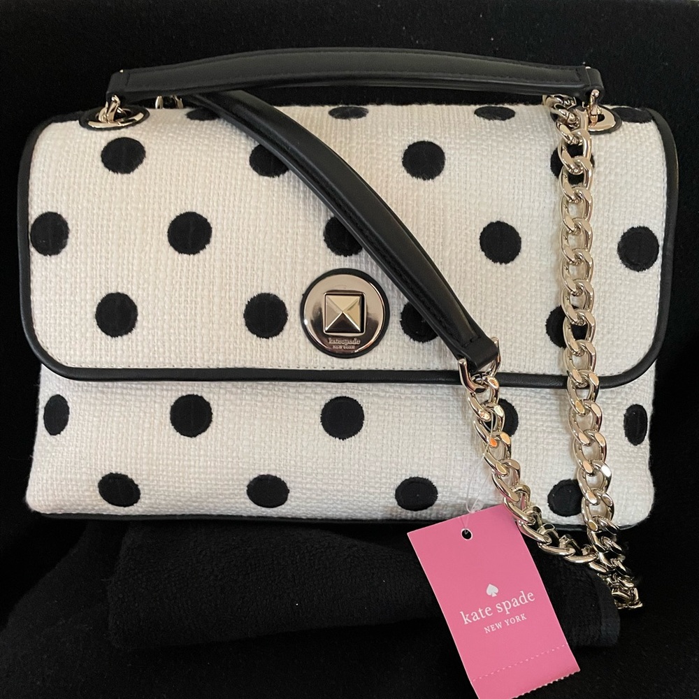 Kate Spade Natalie Embroidered Dot Medium Flap Shoulder Bag